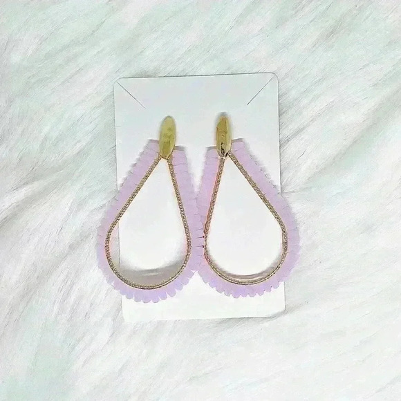 Pink Tear Drop Earrings - Picture 2 of 3